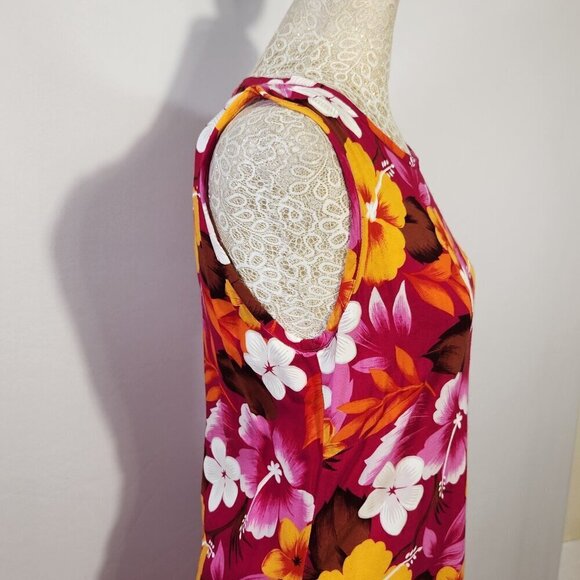 Bali Chic Women's Size Small Tropical Floral Print Sleeveless Maxie Dress Beach - Picture 6 of 13